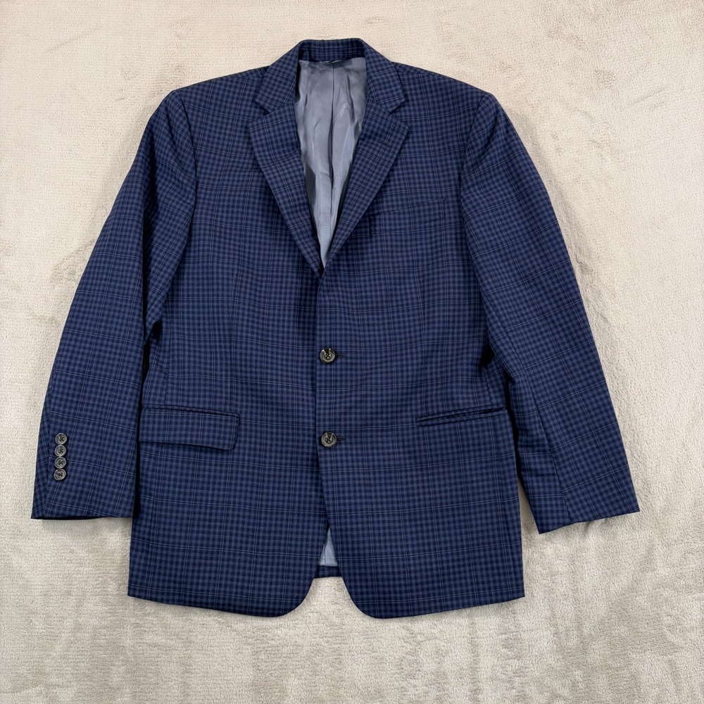 Brooks Brothers Regent Fit Sport Coat Jacket in Blue WindowPane Men 40S Wool‎